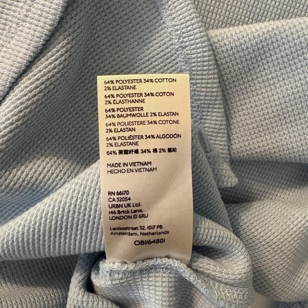 We the Free Fuji Thermal‎ Waffle Knit Top Blue XS Off Shoulder Thumb Holes Boho
